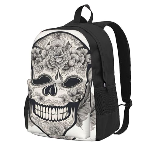 Sac à dos imperméable et spacieux à motif tête de mort contre le manque de place