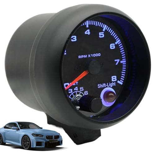 Tachymètre de voiture avec voyant d'alarme et rétroéclairage bleu 12V