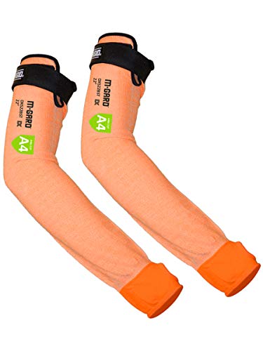 MAGID Cut Resistant Protective Arm Sleeves with Thumb Slot, 1 Pair, Orange I