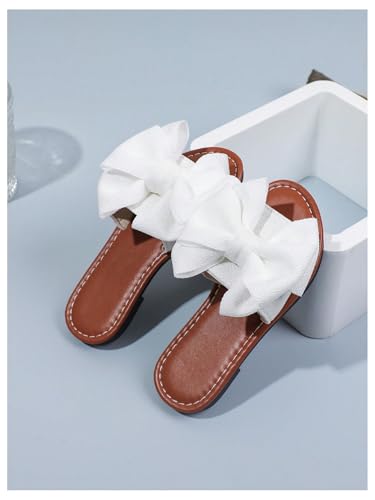 GORGLITTER Girl's Bow Flat Slip on Sandals Round Open Toe Summer Slides Sandal3 GORGLITTER Girl's Bow Flat Slip on Sandals Round Open Toe Summer Slides Sandal3