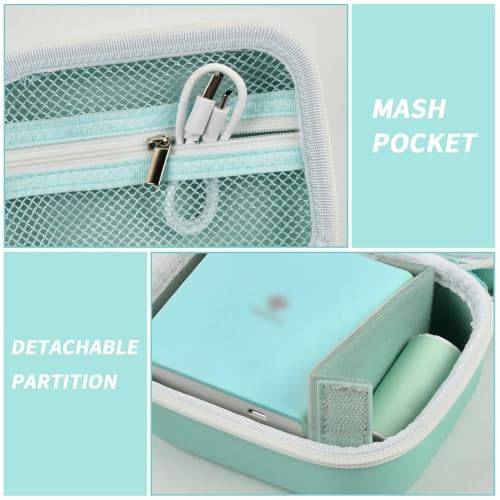 Image of Case for Memoking T02 / for ETIKEZ /for XenGro AHM2 / for Phomemo M02 / T02 Inkless Sticker Photo Printer. Portable Printer Storage Holder for Label Maker, Thermal Paper, USB Cable (Box Only)-Green
