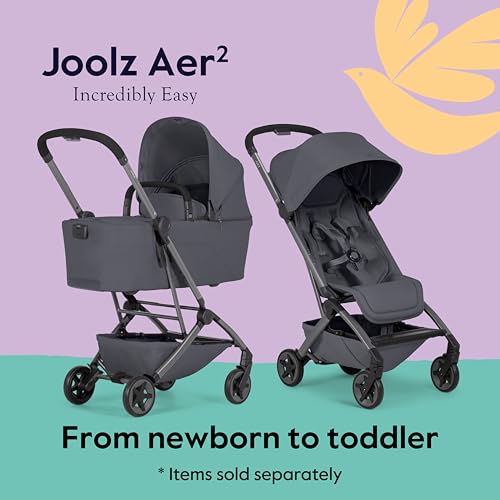 Image of Joolz Aer2 Lightweight Travel Stroller for Baby & Toddler - Ultra-Compact One-Hand Foldable Stroller, Reclining Seat, UPF 50+ Canopy, Adjustable Leg Rest, Carry-On & Airplane Approved (Stone Grey)