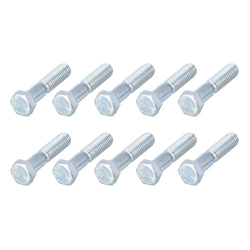 Image of METALLIXITY Hex Bolts (3 /8-16x1-3 /4) 10Pcs, Carbon Steel Zinc Plated Partial Threaded, Coarse Thread UNC Hex Head Screw Bolt - for Furniture Repair, Silver