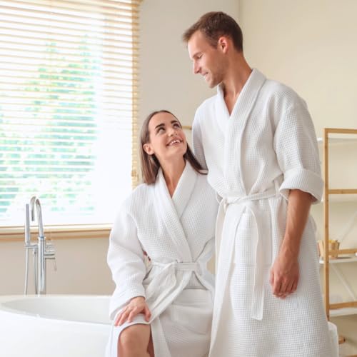Allure Bath Fashions Unisex Bathrobe Lightweight Textured Waffle Robe - Soft Hotel Spa Dressing Gown, Kimono (Large/Extra Large, White) - Image 7