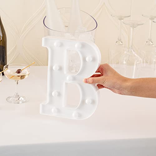 Image of Restaurantware Illumify 6.3 x 1.2 x 8.7 Inch Light Up Letter 1 Durable Marquee LED Light - Letter B Touchproof White Plastic Party Light Keyhole Slot For Parties Weddings Or Special Events