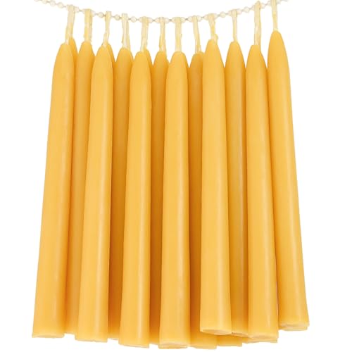 24 Pack Beeswax Taper Candles in Bulk 8 inch Tall - All Natural, 100% Pure Unscented Bee Wax Candle...