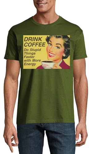 T-shirt col rond homme coton vert confortable et original à slogan