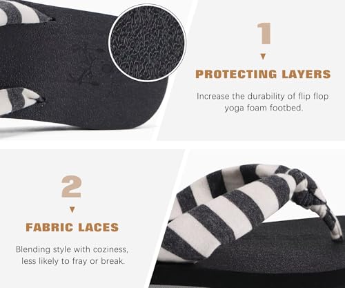 Image of KuaiLu Flip Flops for Women with Arch Support Summer Beach Thong Sandals | Comfortable Yoga Mat Walking Shoes Cushion Slip On Casual Outfits Indoor Outdoor