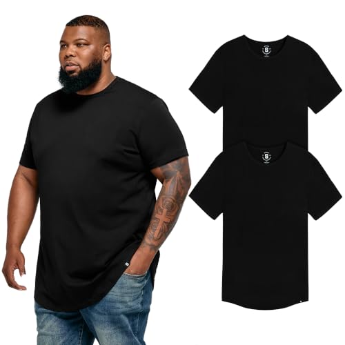 STRONGSIZE Big and Tall 2-Pack T-Shirts for Men – Black XL