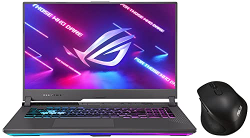 Image of ASUS ROG Strix G17 (2022), 17.3 inch (43.94 cms) FHD 144Hz, AMD Ryzen 7-6800H, RTX 3050 4GB Graphics, Gaming Laptop, G713RC-HX009W MW203 Wireless Silent Mouse (Black)