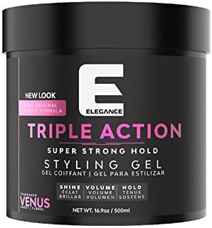 ELEGANCE GEL Triple Action Strong Hold Hair Gel, Pink Venus, 16.9 oz