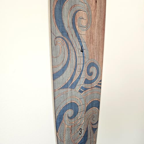 Headwaters Studio Surfboard Wooden Growth Chart for Wall - Kids Height Wall Chart Wood, Growth Chart for Kids Decorative Surfboard for Playroom (9.5\" Wide x 46\" Tall) Wood with Blue Wave - Thumbnail 3