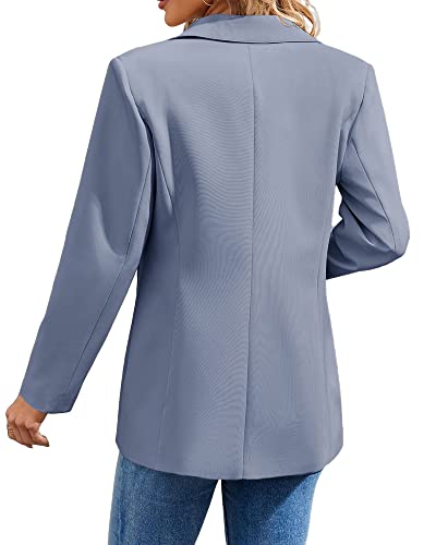 Cnkwei Womens Casual Blazers Open Front Long Sleeve Lapel Collar Work Office Jacket Blue #TOP3