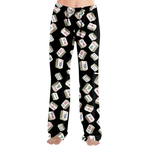 ADHOWBEW Mah Jong Pajama Pants for Women Men Funny Classic Game Relaxed Fit Cute Comfy Family Sleepwear2