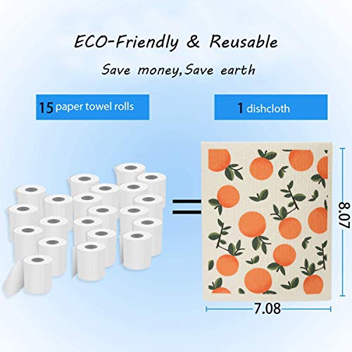 Umoyit Swedish Dish Clothes Reusable Kitchen Dish Towels Absorben And Fast Dry Cleaning Cloths Set Of 4 No Odor Wipes (Orange) #TOP1