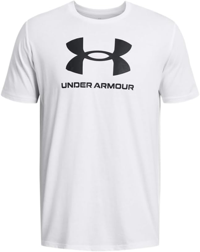 Under Armour Men's Sportstyle Logo Short Sleeve T Shirt, (100) White / / Black, Medium