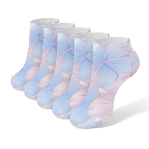 Calcetines tobilleros de flores, 5 pares, informales, de corte bajo, atléticos, calcetines deportivos