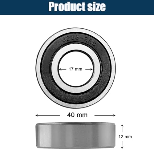 Sackorange 6203-RS 10 Pcs 6203-2Rs Double Rubber Seal Deep Groove Ball Bearings 17X40X12Mm thumb #1