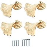 CPELLESSE 4 pcs Ginkgo Cupboard Knobs for Kitchen, Cabinet Drawer Knobs Furniture Bookcase Cabinet D
