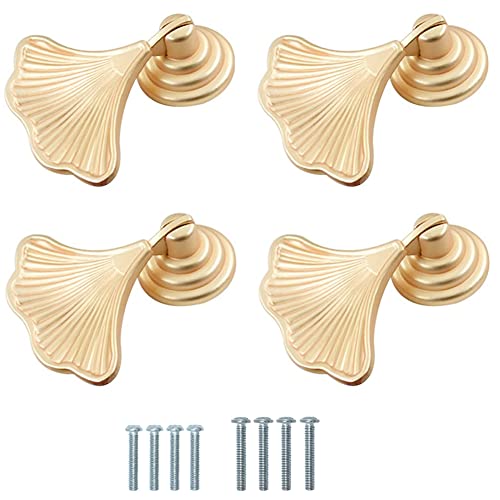 Cpellesse 4 Pcs Ginkgo Cupboard Knobs For Kitchen, Cabinet Drawer Knobs Furniture Bookcase Cabinet Door Handles Creative Decorate Pulls #TOP3