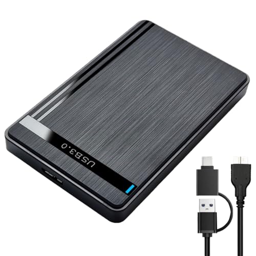 Leloco Carcasa para disco duro de 2,5 pulgadas USB 3.0 SSD Carcasa SATA a USB, USB A, USB C Dual Puerto, hasta 5 Gbps Carcasa externa para SSD y HDD