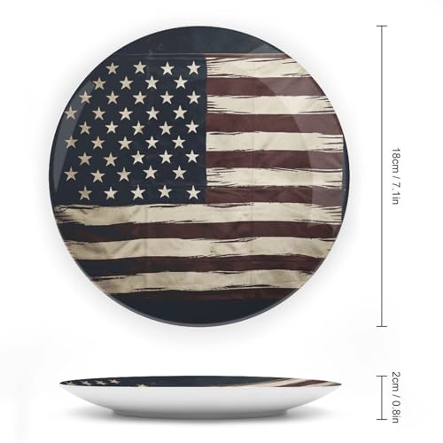 Plato decorativo de porcelana con bandera americana 7 pulg miniatura 2