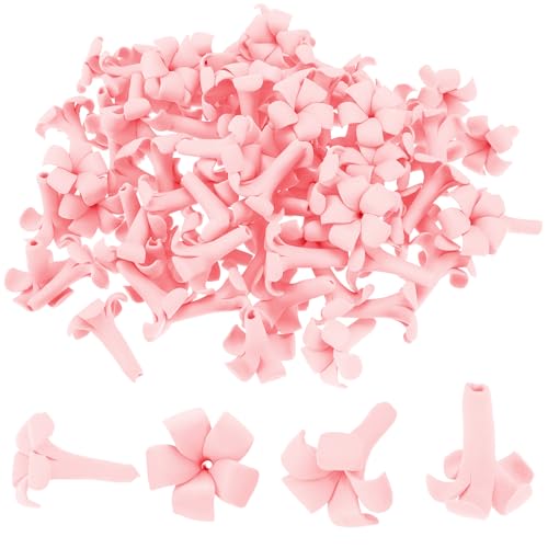 Jutom 100 Pcs Puakenikeni Clay Beads Handmade Puakenikeni Flower Beads with Pre-drilled Holes Hawaiian Clay Flowers for Jewelry Making Bracelet Necklace Earring DIY Craft Supplies(Peach Pink)