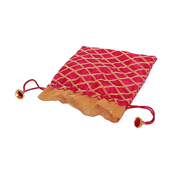 GoldGiftIdeas Embellished Silk Potli Bags for Women, Potli Pouches for Dry Fruit, Shagun Potlis for Return Gifts (Set of 15) - Image 3