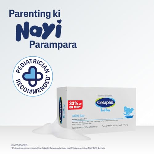 Image of Cetaphil Baby Mild Cleansing Bar for Newborns & Babies 4 x 100 gm | With Shea Butter, Avocado Oil & Olive Oil | Gentle, Hypoallergenic, Pediatrician Recommended | Dry & Sensitive Skin
