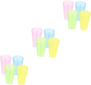 Abaodam 12 Peças Copo Com Canudinho Integrado Para Bebê Copo Com Canudinho De Palha Para Bebê Copos Com Canudinho Para Alimentação De Canudo Copos De Plástico Copo De Bebida De Verão
