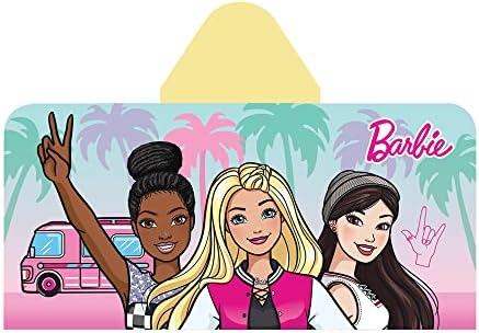 Barbie Bath/Pool/Beach Soft Cotton Terry Hooded Towel Wrap, 24 in x 50 in, By Franco Kids