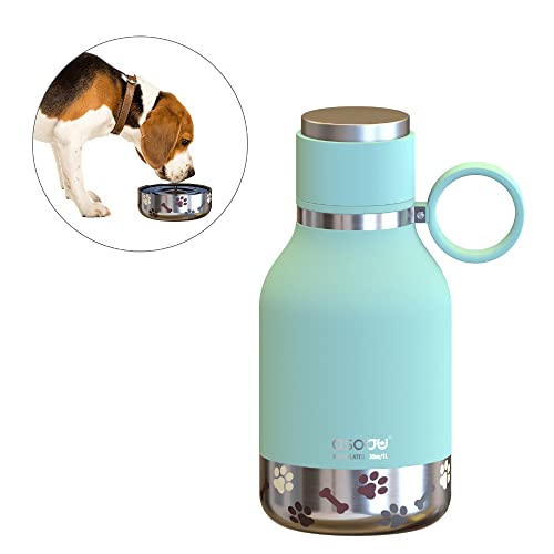 Asobu Dog Bowl Attached To Stainless Steel Insulated Travel Bottle For Human 33 Ounce (Mint Green) #TOP1