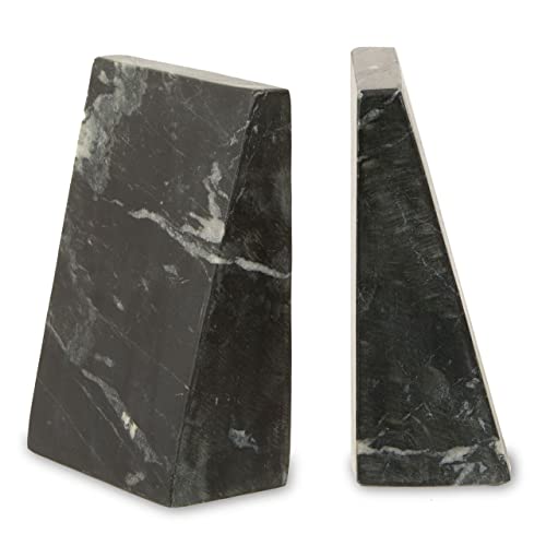 Image of Premier Housewares Marble Book Ends set of 2/ Black Marble Bookends for shelves/Stylish and Sturdy Book Ends for Book Shelves Heavy Duty W11 x D6 x H16cm.