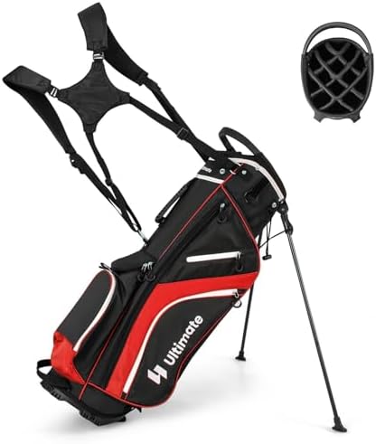 Costway Golf Stand Bag, Golf Club Bag w/ 14 Way Top Dividers, 6 P...