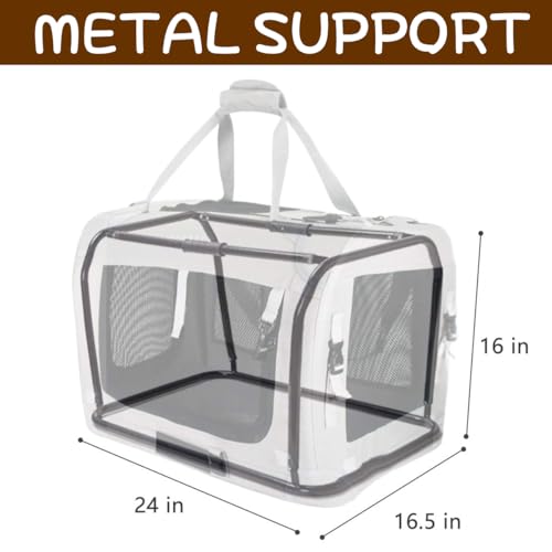 Image of Extra Large Cat Carrier Soft Sided, Portable Small Dog Carrier for 2 Cats, 24 inchx16.5 inchx16 inch Car Travel Folding Comfortable Design, Black
