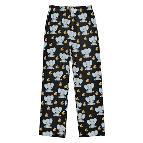 ZZXXB Elephant Bee Boys Long Pants Soft Trousers Elastic Waist Kids Lounge Bottoms with Pockets S-XL