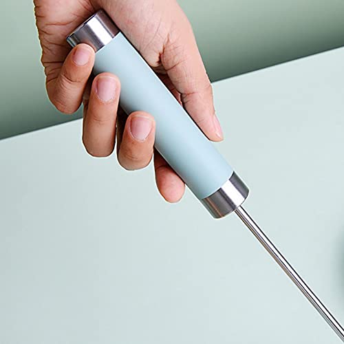 Batidor de huevos semiautomático de acero inoxidable con empuje manual giratorio, alambre de acero cifrado mejorado
