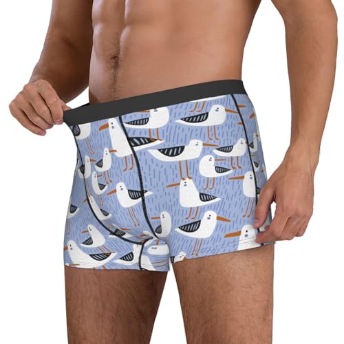 seagulls blue Mens Underwear Boxer Briefs, Comfort Breathable Boxers For Men Regular4