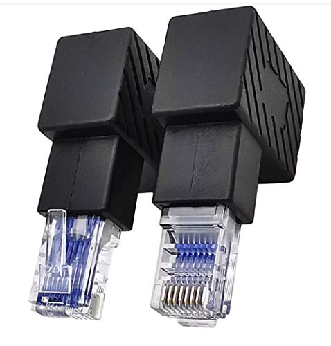 Adaptador Ethernet RJ45 ángulo 90° Cat5e/Cat6 2 unidades