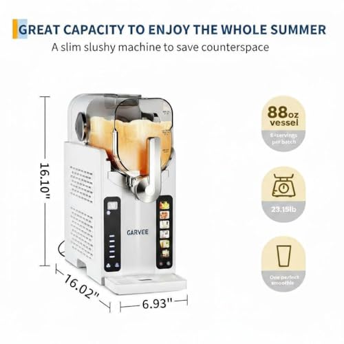 Image of Garvee Slushie Machine for Home - 70 oz Ice-Free Frozen Drink Maker, Self-Cleaning Function with 6 Preset Programs for Margaritas, Frappes, Milkshakes, White