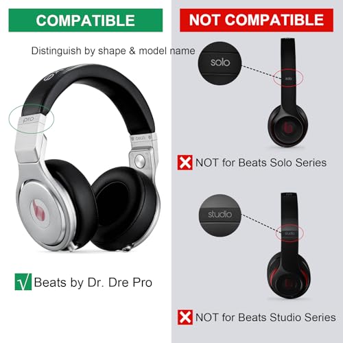 Replacement Ear Pads for Monster Beats by Dr. Dre Pro/Detox Pro - Black | Protein Leather Memory Foam Cushions, Easy Install Noise Isolation Earpads Compatible with Beats Pro Detox Headphones miniatura 2