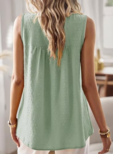 Image of Falechay Womens Summer Tops Boho Shirts Crewneck Sleeveless Tank Tops Flowy Lace Hem Casual Blouses Clothing Trendy 2026