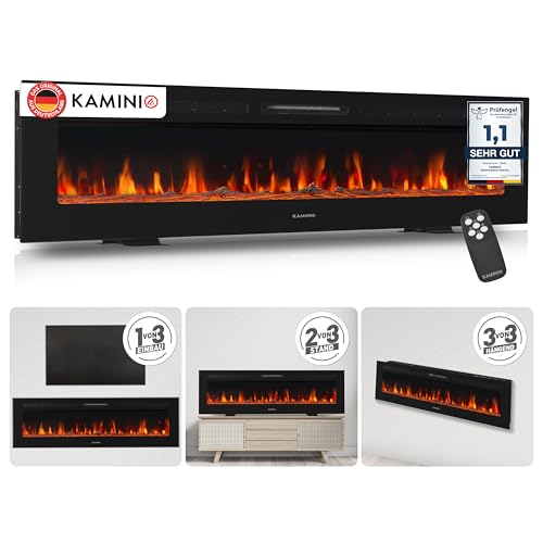 KAMINIO® Marlon PRO 70 Elektrokamin mit Heizung [Stand, Einbau...