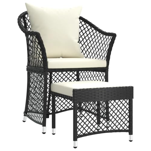 Helloshop26 Gartenmöbel, 2-teilig, mit Kissen, schwarz, Polyrattan...