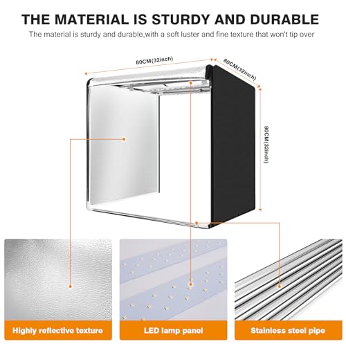 ZKEEZM Photo Studio Light Box Photography 32"x32" with 100 LED and 4 Colors Backdrops Photo Box with Lights, Foldable Picture Box for Product Photography with 6500K Brightness by ZKEEZM - Image 7