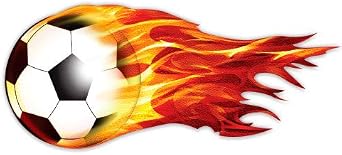 Soccer Ball on Fire Flames - Vinyl Sticker Waterproof Decal