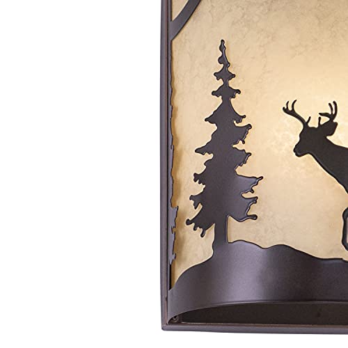 Vaxcel Bryce 1 Light Bronze Rustic Deer Tree Indoor Outdoor Flush Wall Sconce #TOP3