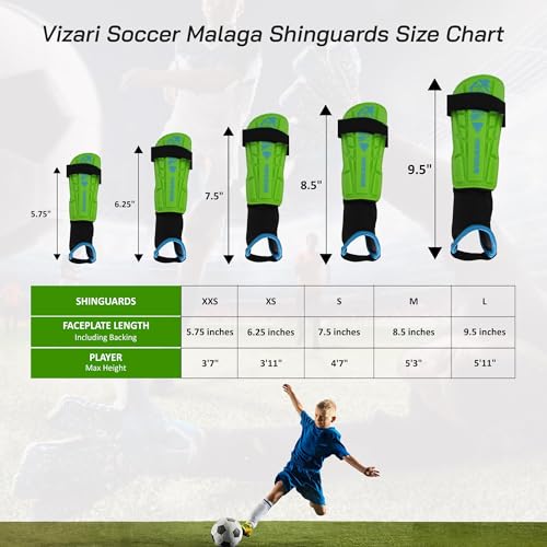 image for Vizari Malaga Shin Guards for Kids & Adults – Soccer Shin Guards wit
