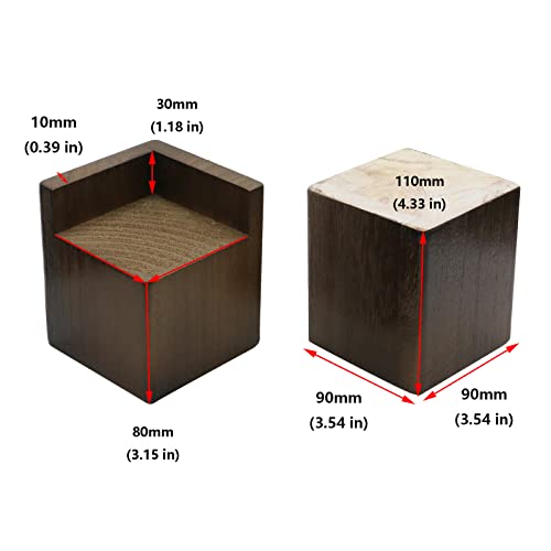 Antrader 4 Pcs Square Bed Riser 3.15 Inches Create Storage Space Bed Riser Furniture Lift, Sofa Leg, Black Walnut #TOP1
