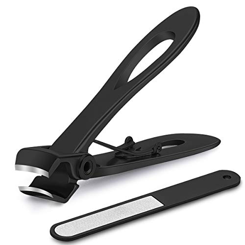 Nail Clipper for Thick Nail for Seniors， Wide Jaw Opening Stainless Steel Toenail Cutter with Nail File, Extra Large Fingernail Toenail Trimmer for Men&Women